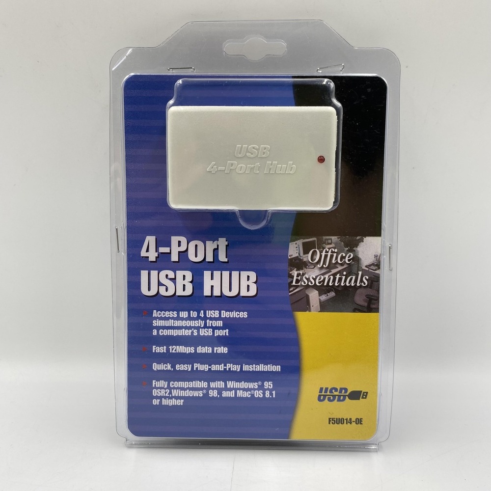 Vintage Belkin USB 4-Port‎ Hub F5U014-OE Office Essentials With Adapter